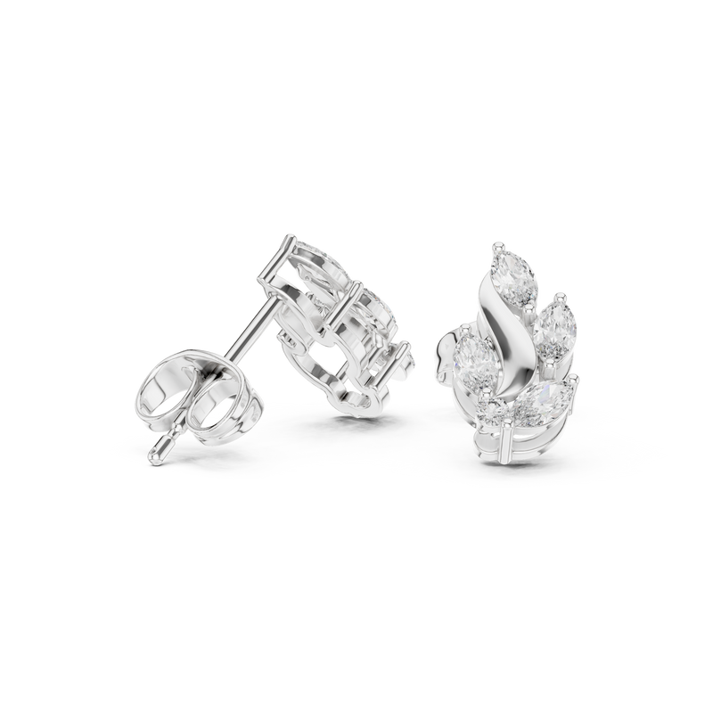 Flame Petal Lab Diamond Stud Earrings