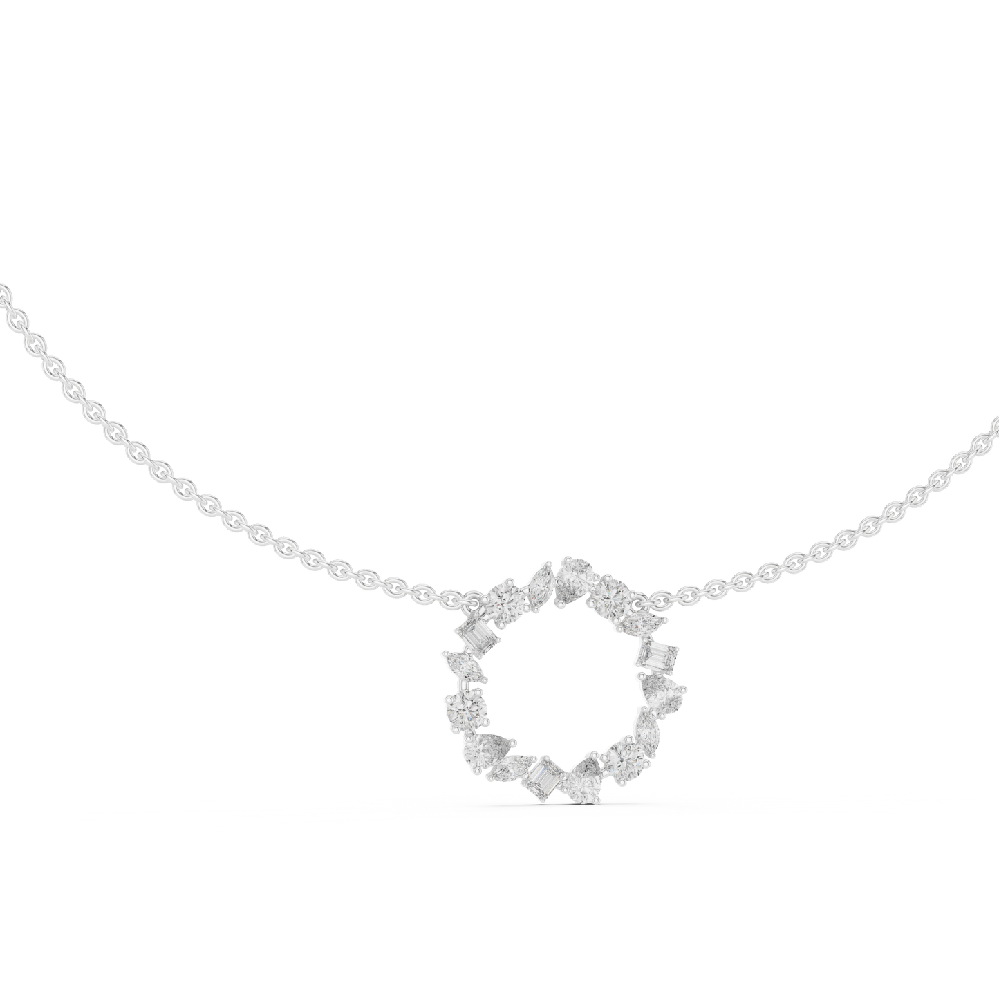 Celestial Circle Necklace with Multi-Shape Lab Grown Diamonds – Luxe Modern Pendant for Women
