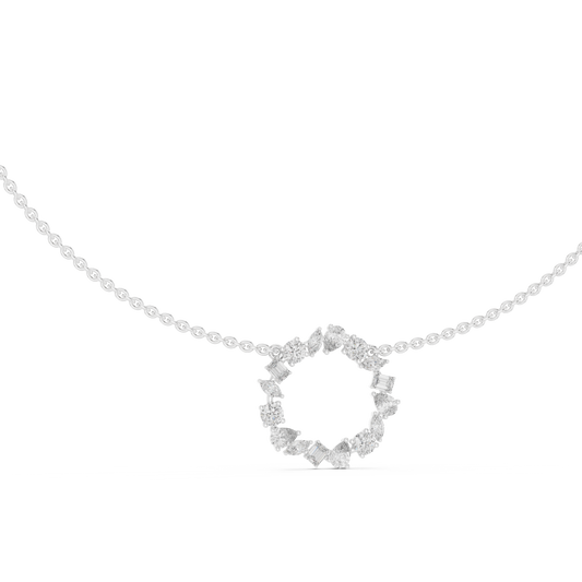 Celestial Circle Necklace with Multi-Shape Lab Grown Diamonds – Luxe Modern Pendant for Women