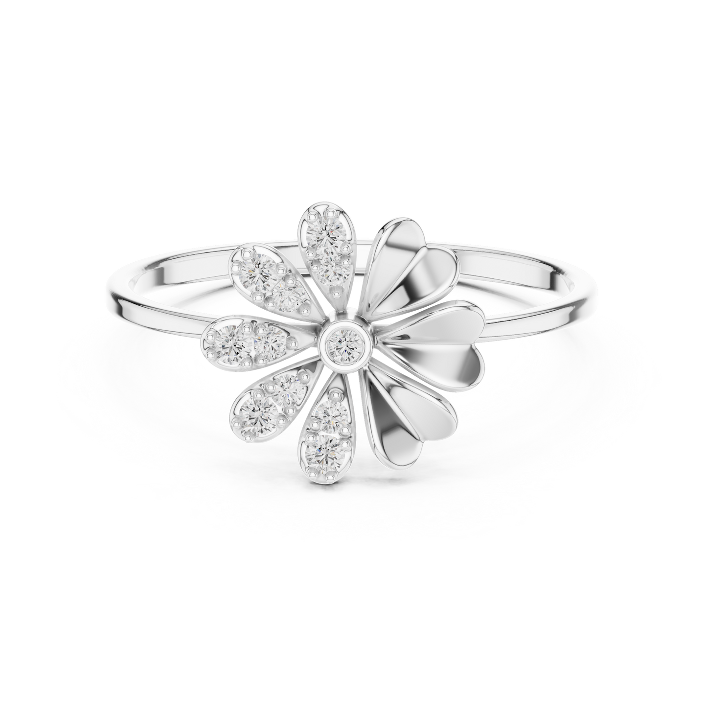 Eye Catchy Floral Shape Lab Created Diamond Ring For Women