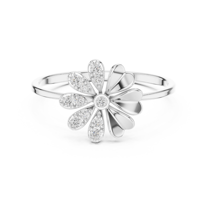 Eye Catchy Floral Shape Lab Created Diamond Ring For Women