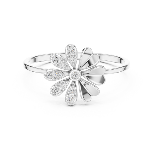 Eye Catchy Floral Shape Lab Created Diamond Ring For Women