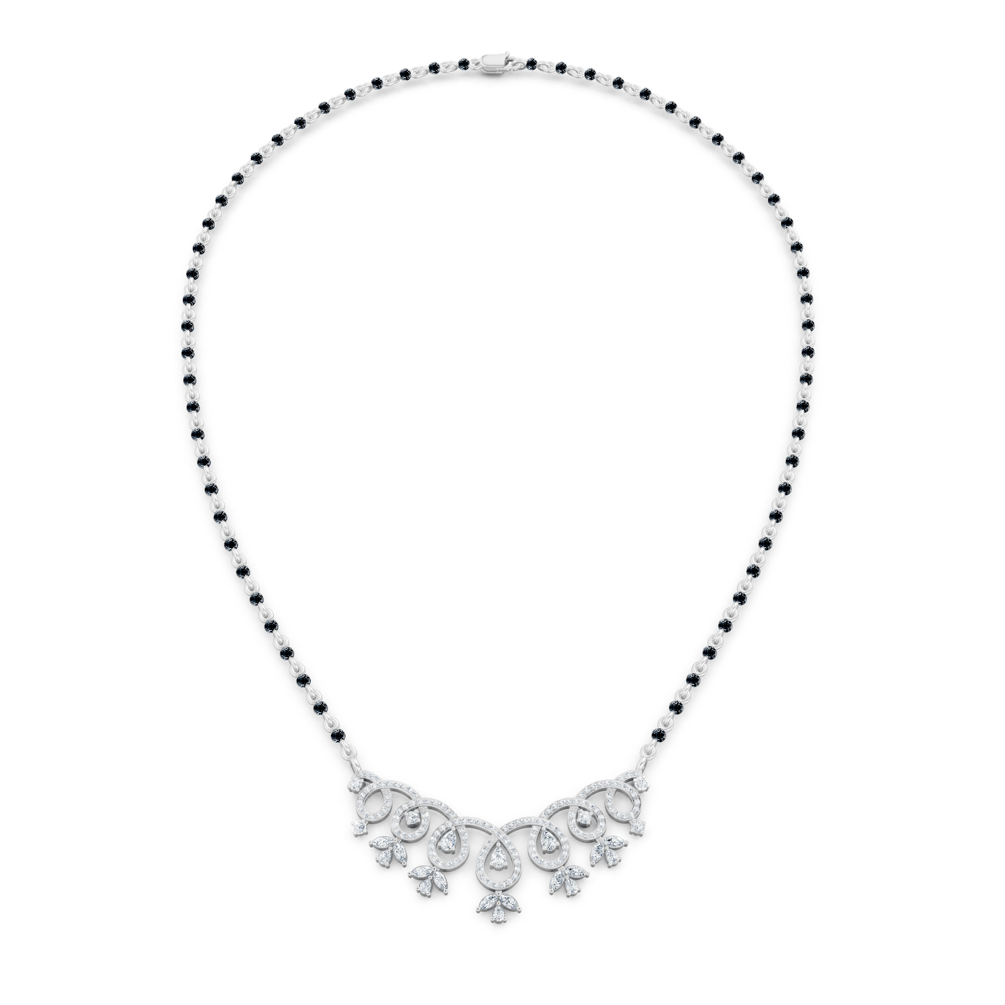 Looped Curves With Pear Shapes Lab Diamond Teardrop Mangalsutra For Women