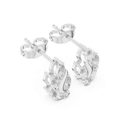 Flame Petal Lab Diamond Stud Earrings