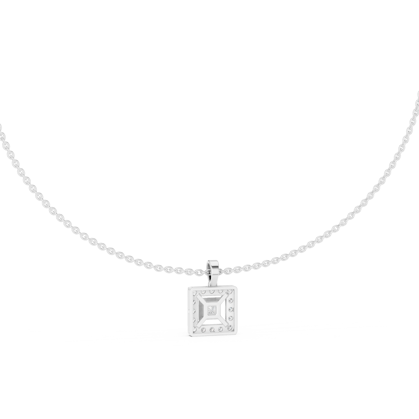 Royal Minimalism Halo Princess Pendant Necklace in Lab Diamonds