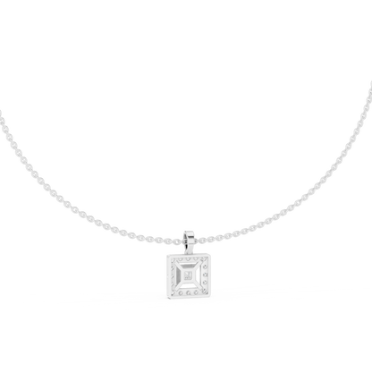 Royal Minimalism Halo Princess Pendant Necklace in Lab Diamonds