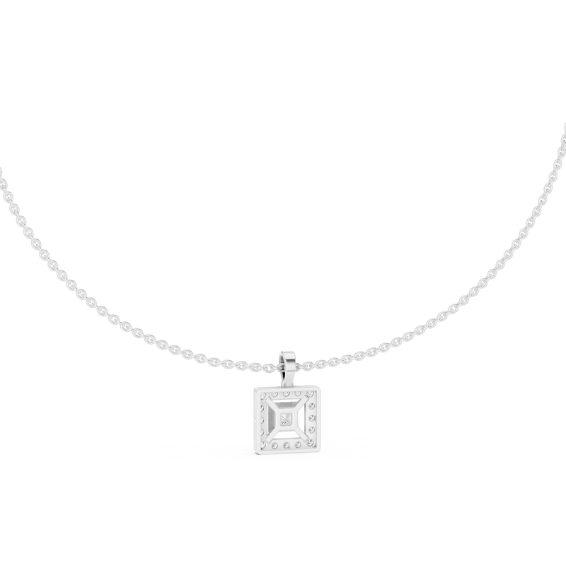 Royal Minimalism Halo Princess Pendant Necklace in Lab Diamonds