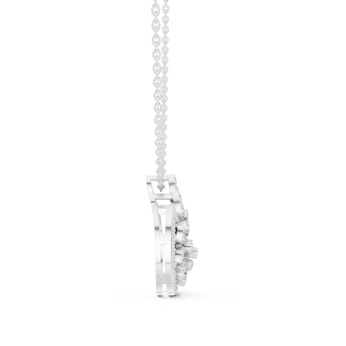 Lunar Awakening – Blooming Lab Diamond Crescent Pendant For Women