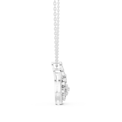 Lunar Awakening – Blooming Lab Diamond Crescent Pendant For Women