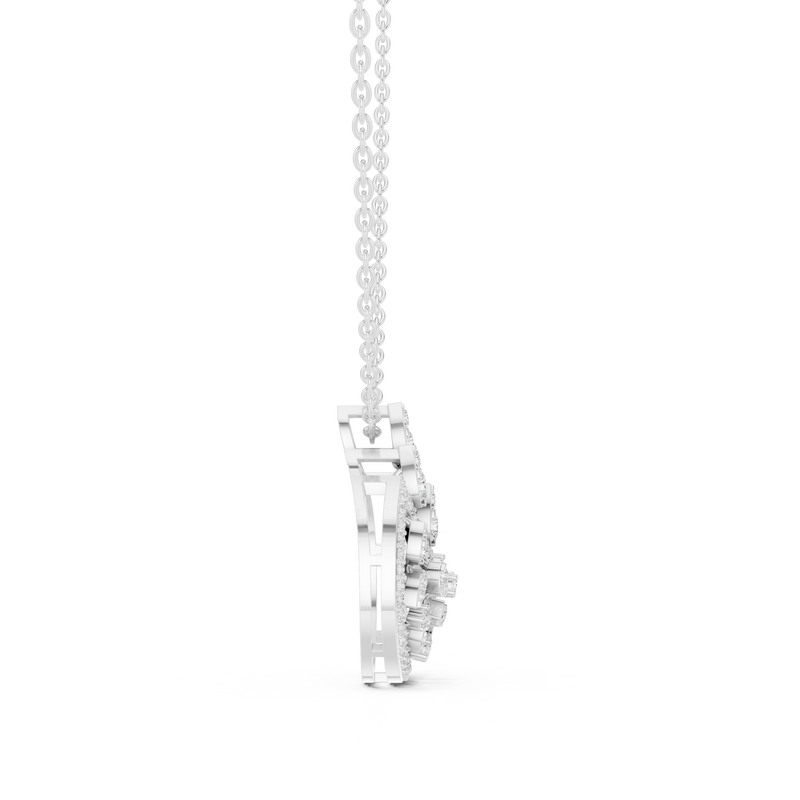 Lunar Awakening – Blooming Lab Diamond Crescent Pendant For Women