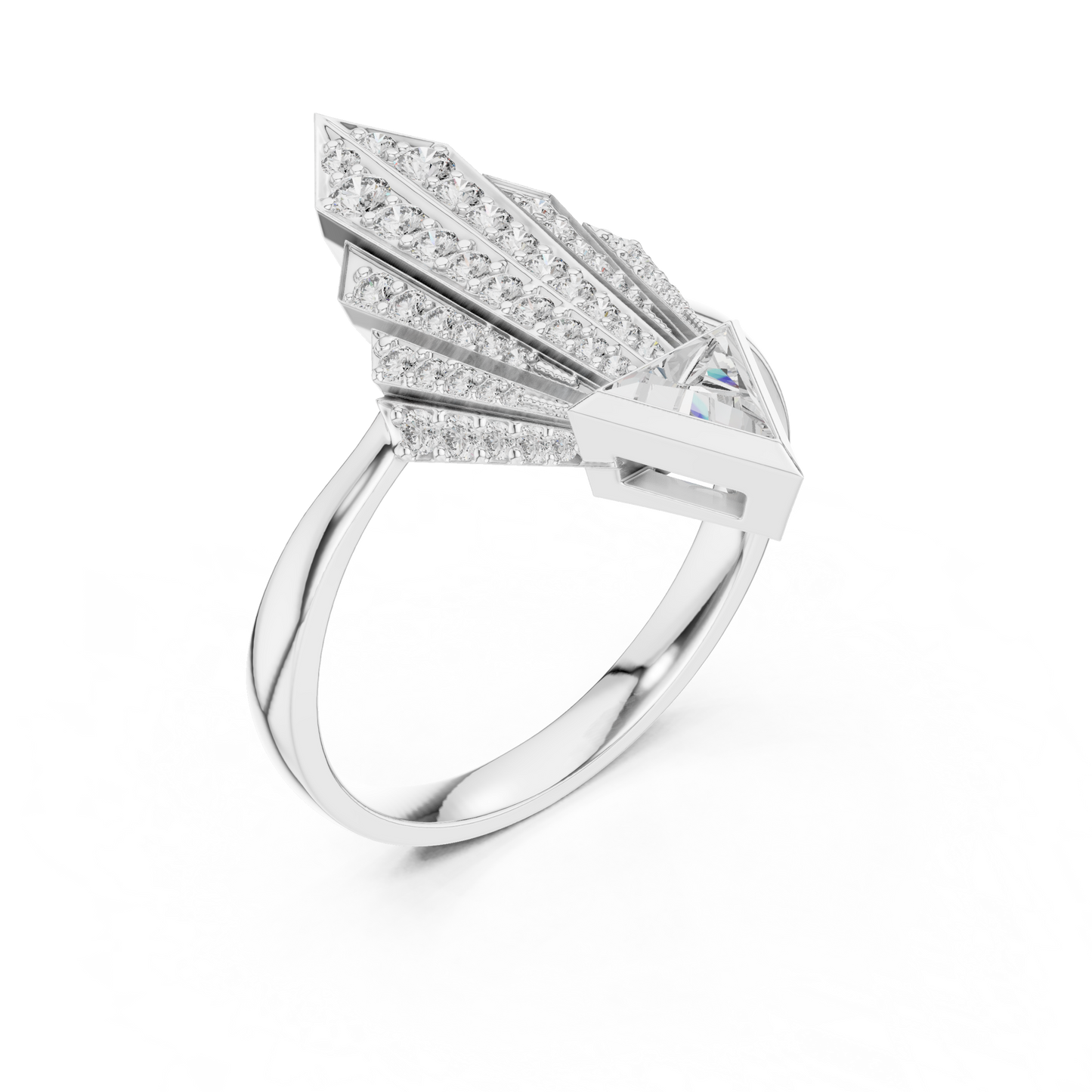 Empire Arrow Lab Diamond Ring – Bold Designer Statement for Party Queens