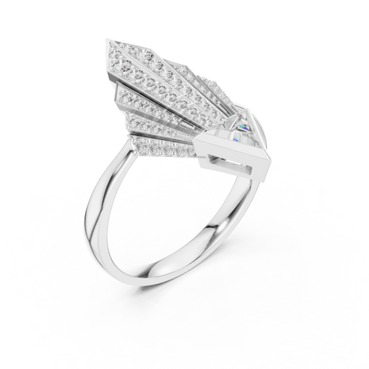 Empire Arrow Lab Diamond Ring – Bold Designer Statement for Party Queens
