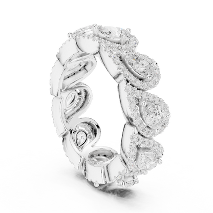Iconic Pear Lab Diamond Halo Band Ring for Women & Girls