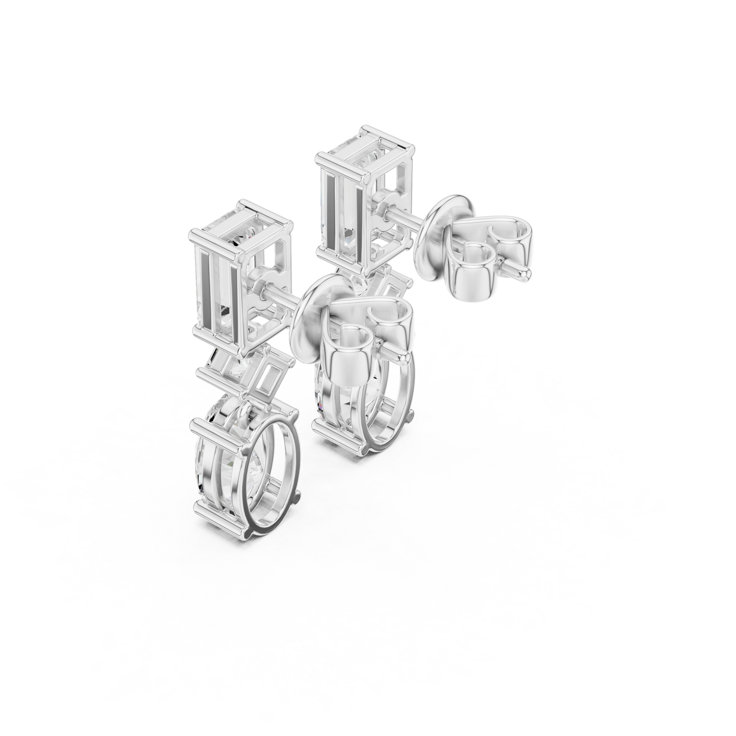 Trivelle Three Step Multi Shape Lab Diamond Earrings