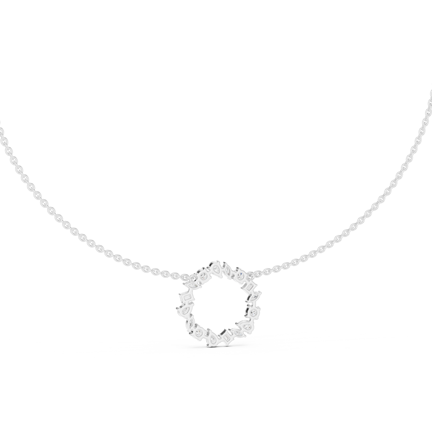 Celestial Circle Necklace with Multi-Shape Lab Grown Diamonds – Luxe Modern Pendant for Women