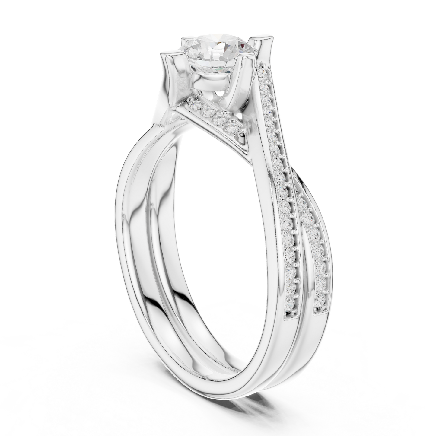 1 Carat Solitaire Lab Grown Diamond Engagement Ring With Twisted Band