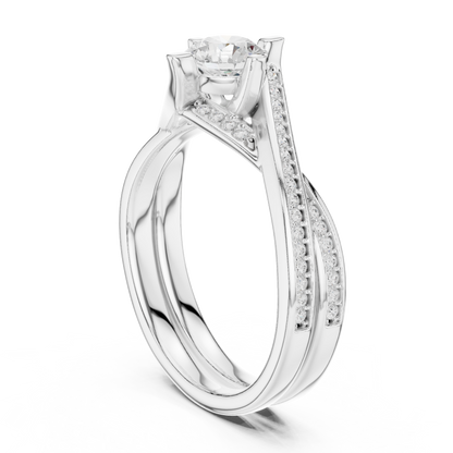 1 Carat Solitaire Lab Grown Diamond Engagement Ring With Twisted Band