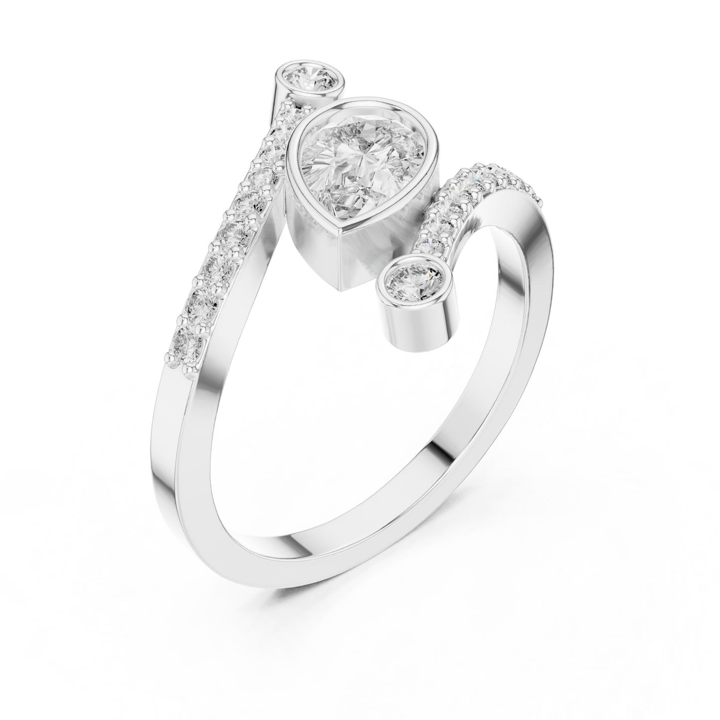 Beautiful Bright Pear Wrap Lab Diamond Ring