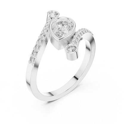 Beautiful Bright Pear Wrap Lab Diamond Ring