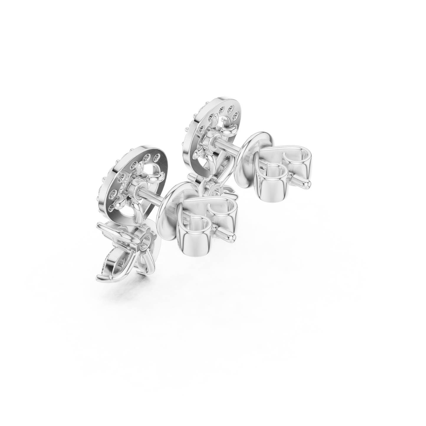 Paisley Leaves Lab Diamonds Stud Earrings