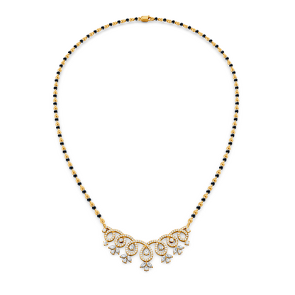 Looped Curves With Pear Shapes Lab Diamond Teardrop Mangalsutra For Women
