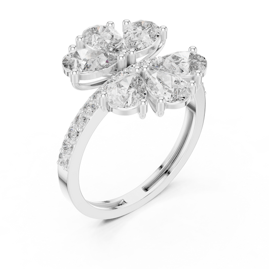Gleaming Large Flower Lab Diamond Ring For Women