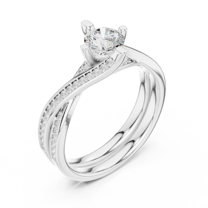 1 Carat Solitaire Lab Grown Diamond Engagement Ring With Twisted Band