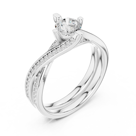 1 Carat Solitaire Lab Grown Diamond Engagement Ring With Twisted Band