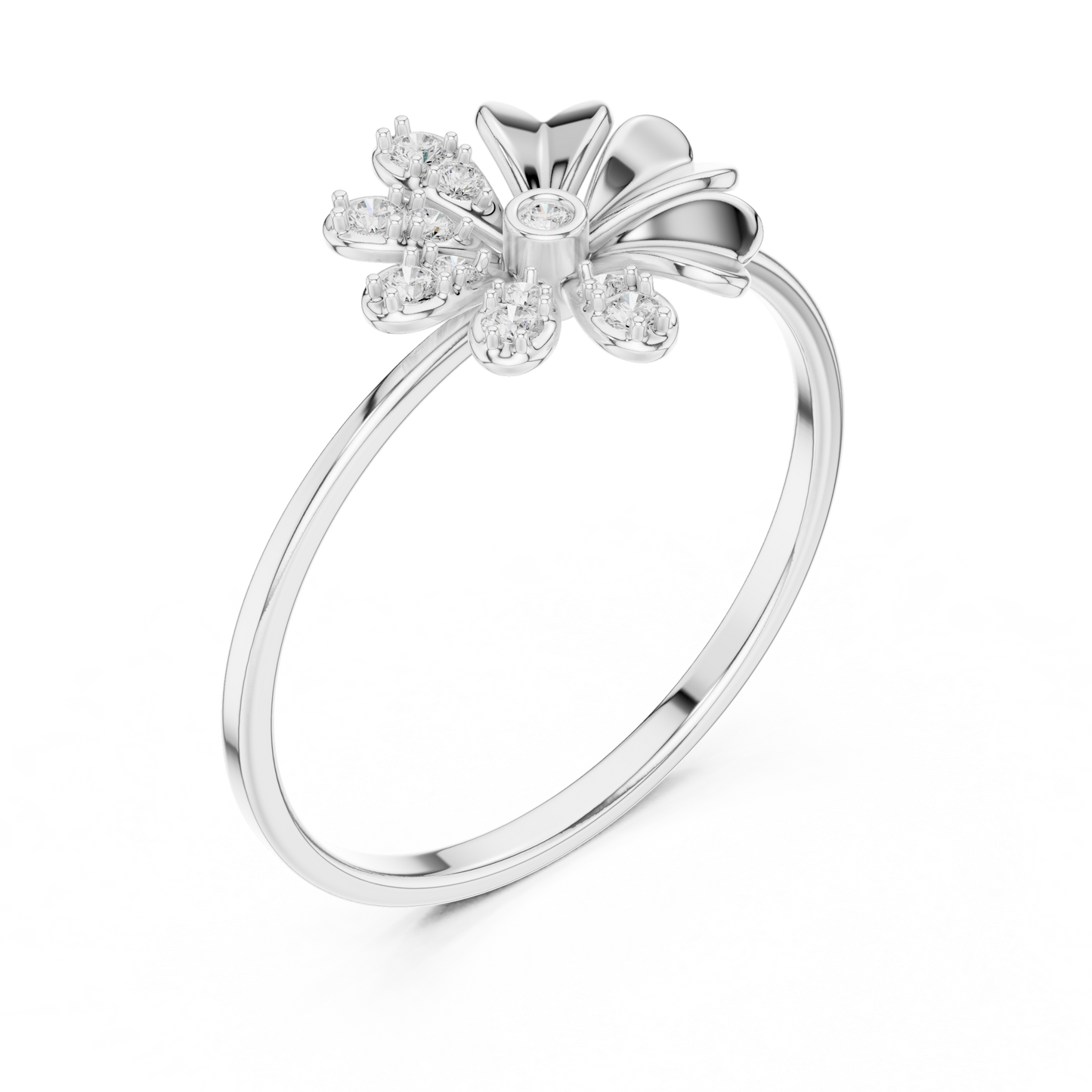 Eye Catchy Floral Shape Lab Created Diamond Ring For Women
