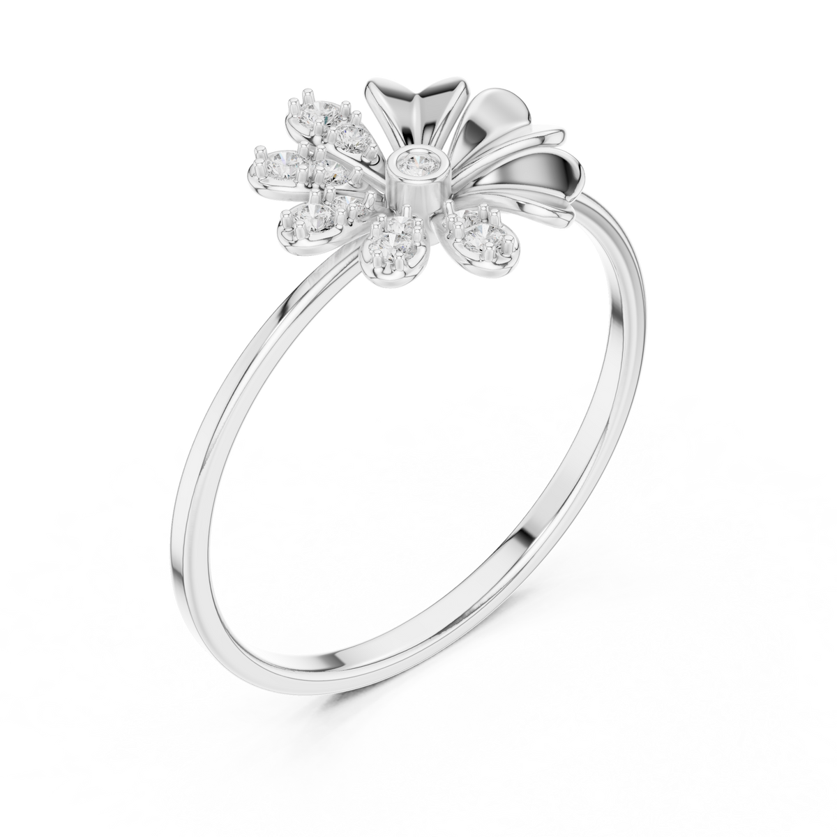 Eye Catchy Floral Shape Lab Created Diamond Ring For Women
