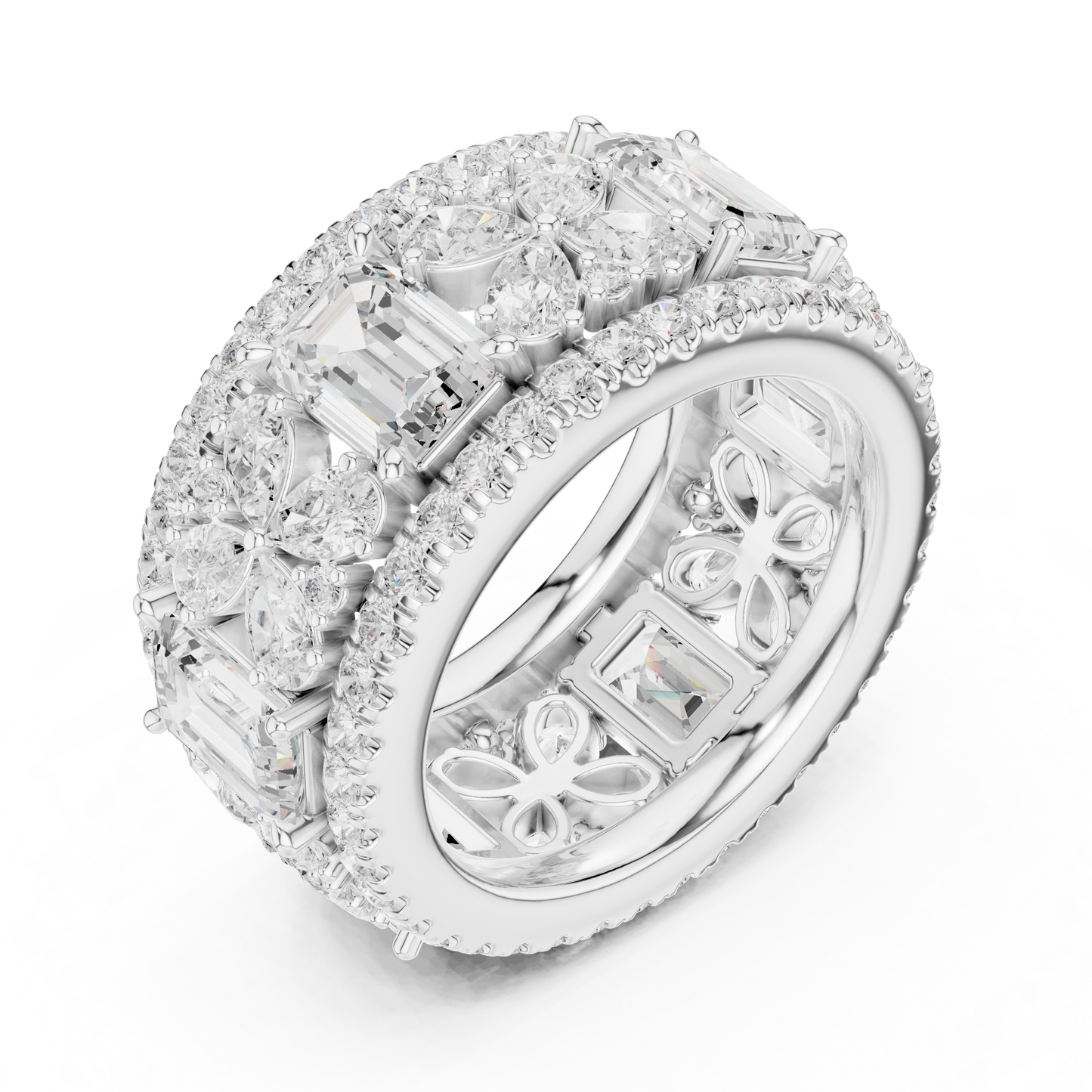 Wide Butterfly Multi-Shape Lab Grown Diamond Eternity Band Ring