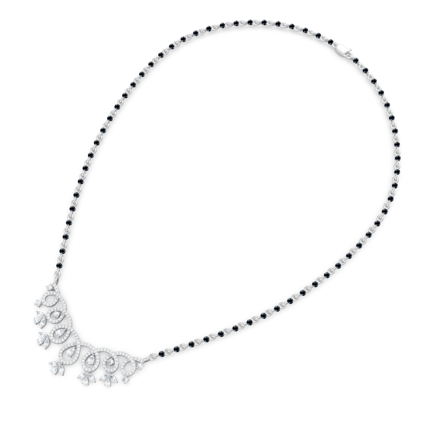 Looped Curves With Pear Shapes Lab Diamond Teardrop Mangalsutra For Women