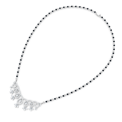 Looped Curves With Pear Shapes Lab Diamond Teardrop Mangalsutra For Women