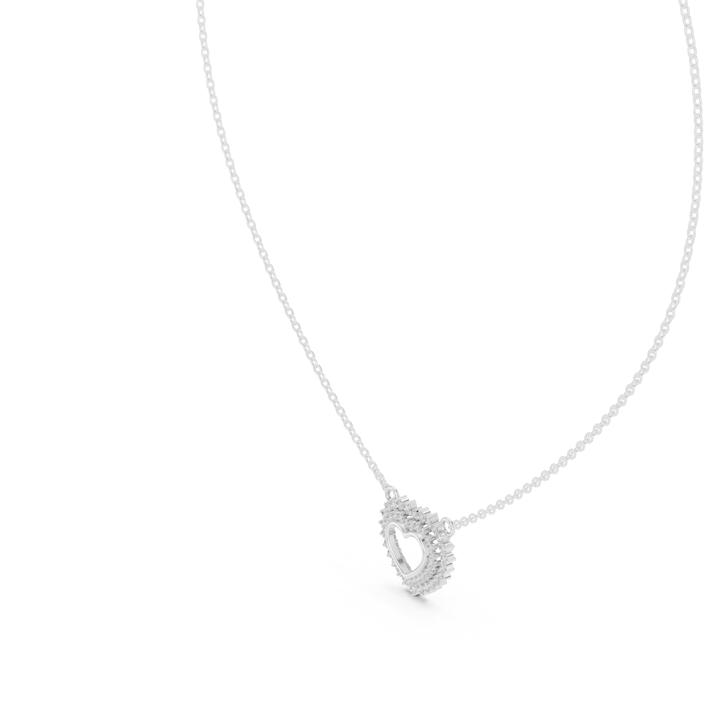 Twinkling Halo Heart Pendant Lab Diamond Necklace