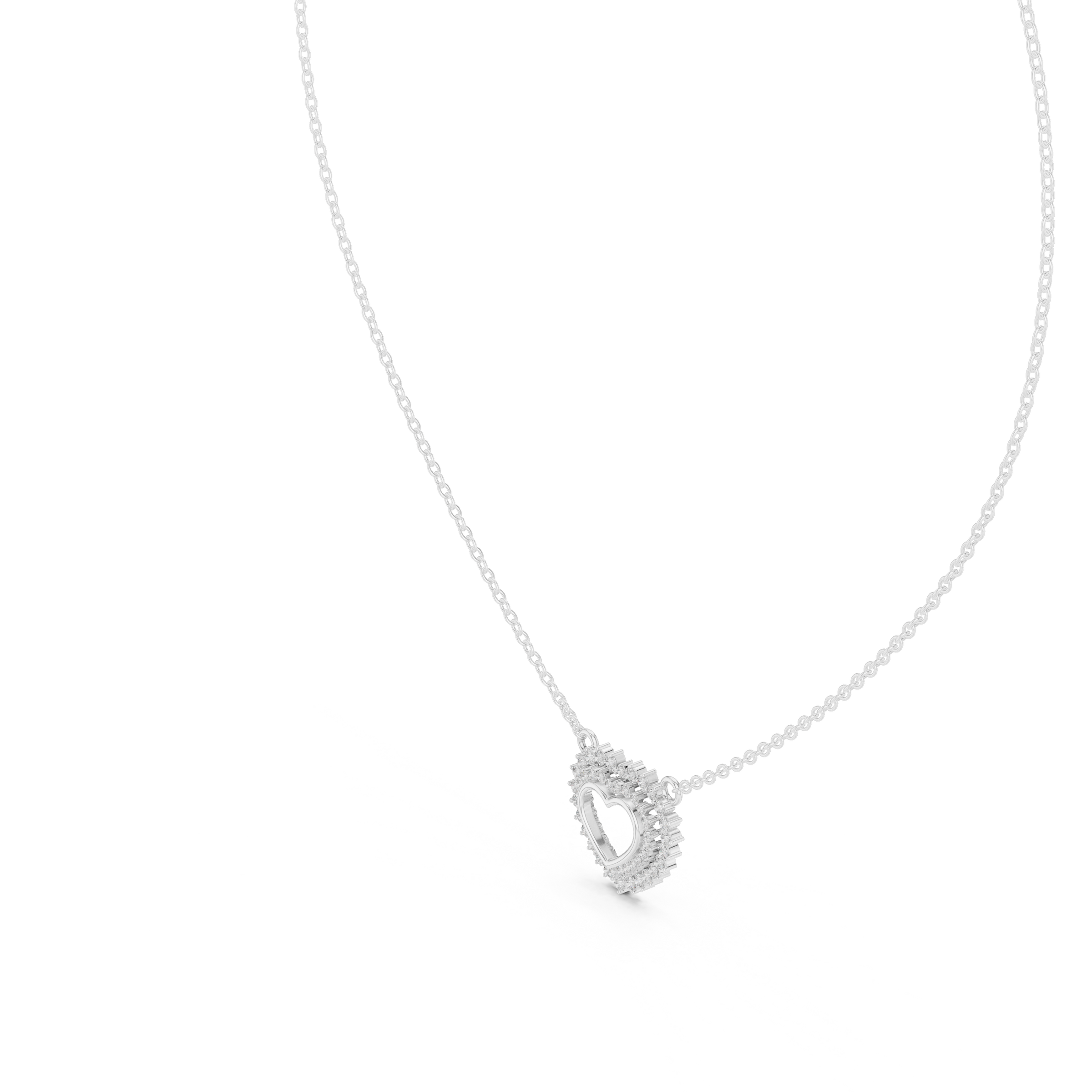 Twinkling Halo Heart Pendant Lab Diamond Necklace