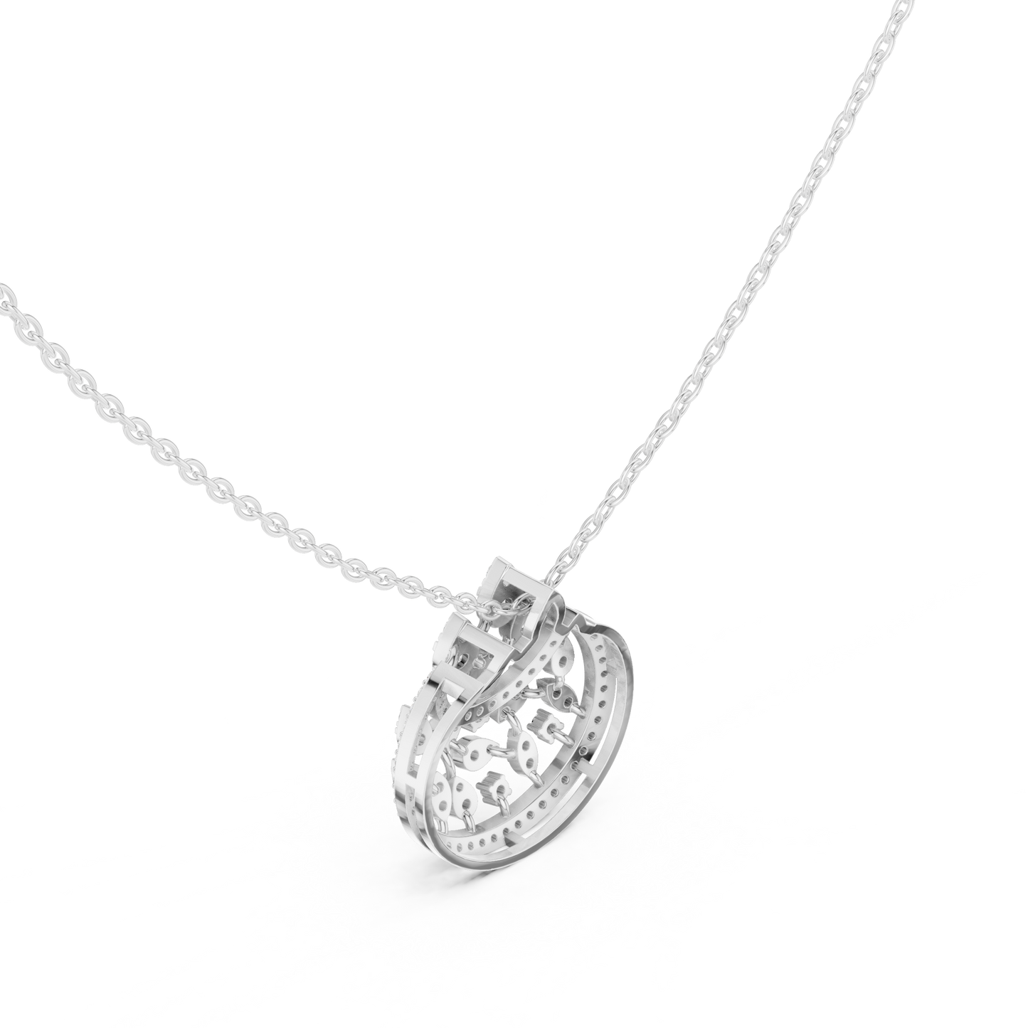 Lunar Awakening – Blooming Lab Diamond Crescent Pendant For Women