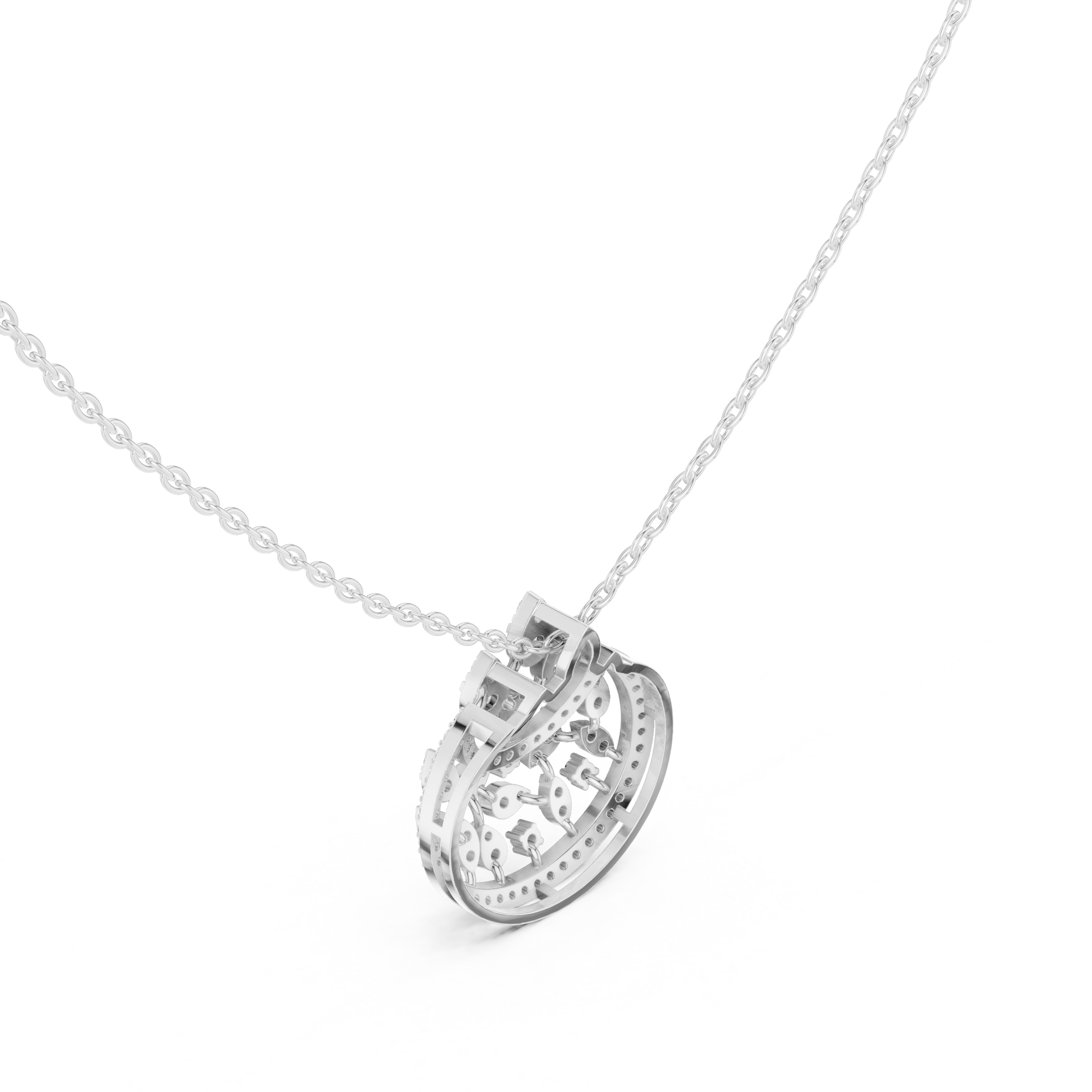 Lunar Awakening – Blooming Lab Diamond Crescent Pendant For Women