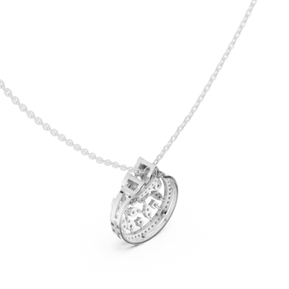 Lunar Awakening – Blooming Lab Diamond Crescent Pendant For Women