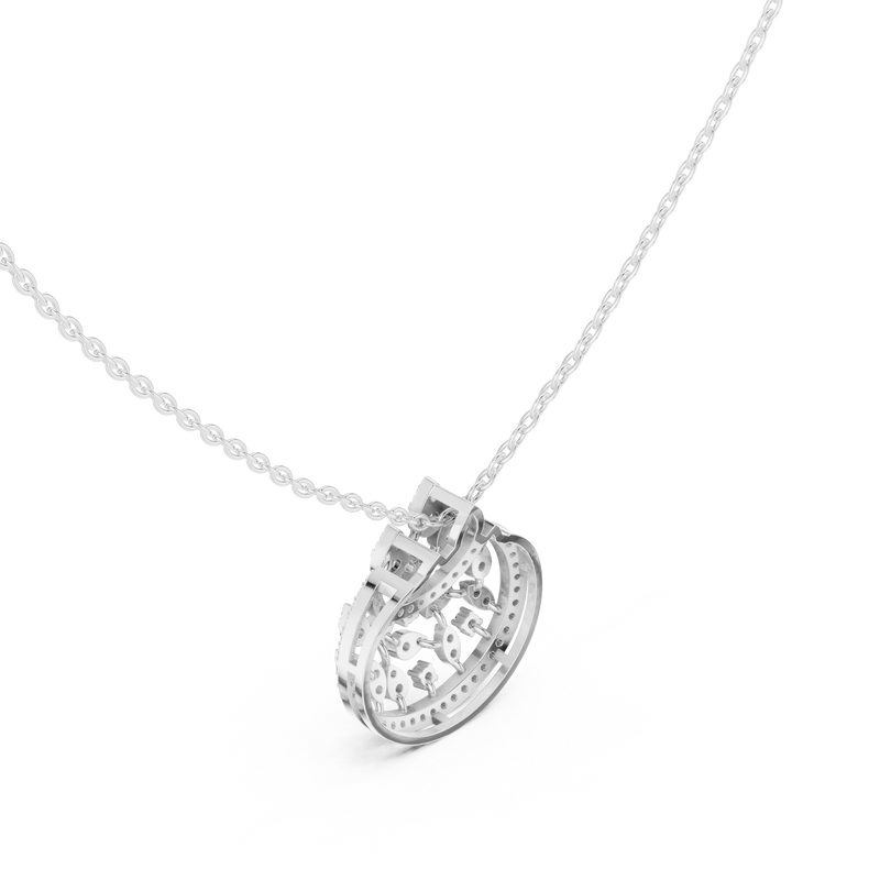 Lunar Awakening – Blooming Lab Diamond Crescent Pendant For Women