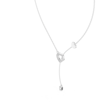 Double Heart Y Necklace with Lab Diamond – Romantic Lariat Chain for Women | Love Pendant for Rich & Classy Gifting