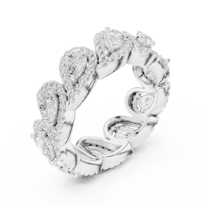Iconic Pear Lab Diamond Halo Band Ring for Women & Girls