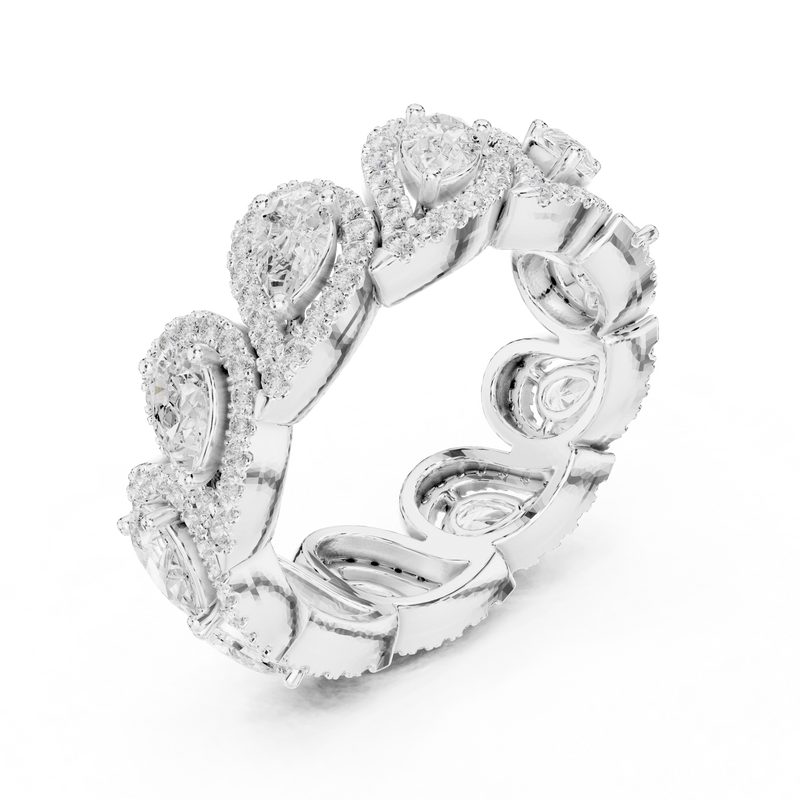 Iconic Pear Lab Diamond Halo Band Ring for Women & Girls
