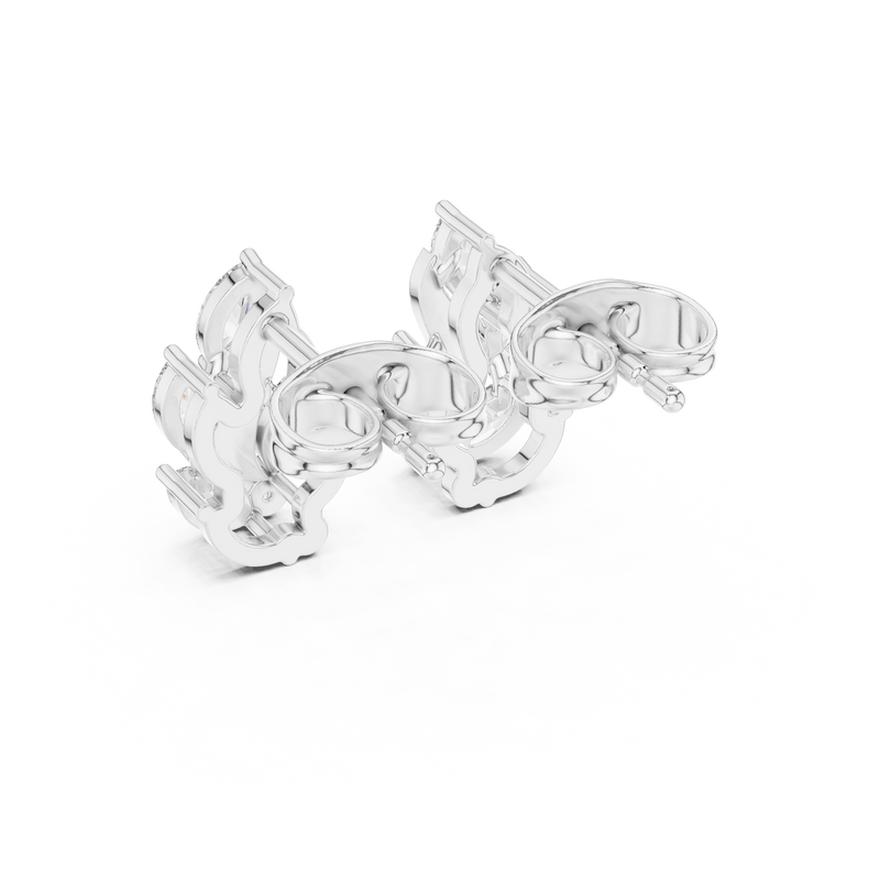 Flame Petal Lab Diamond Stud Earrings