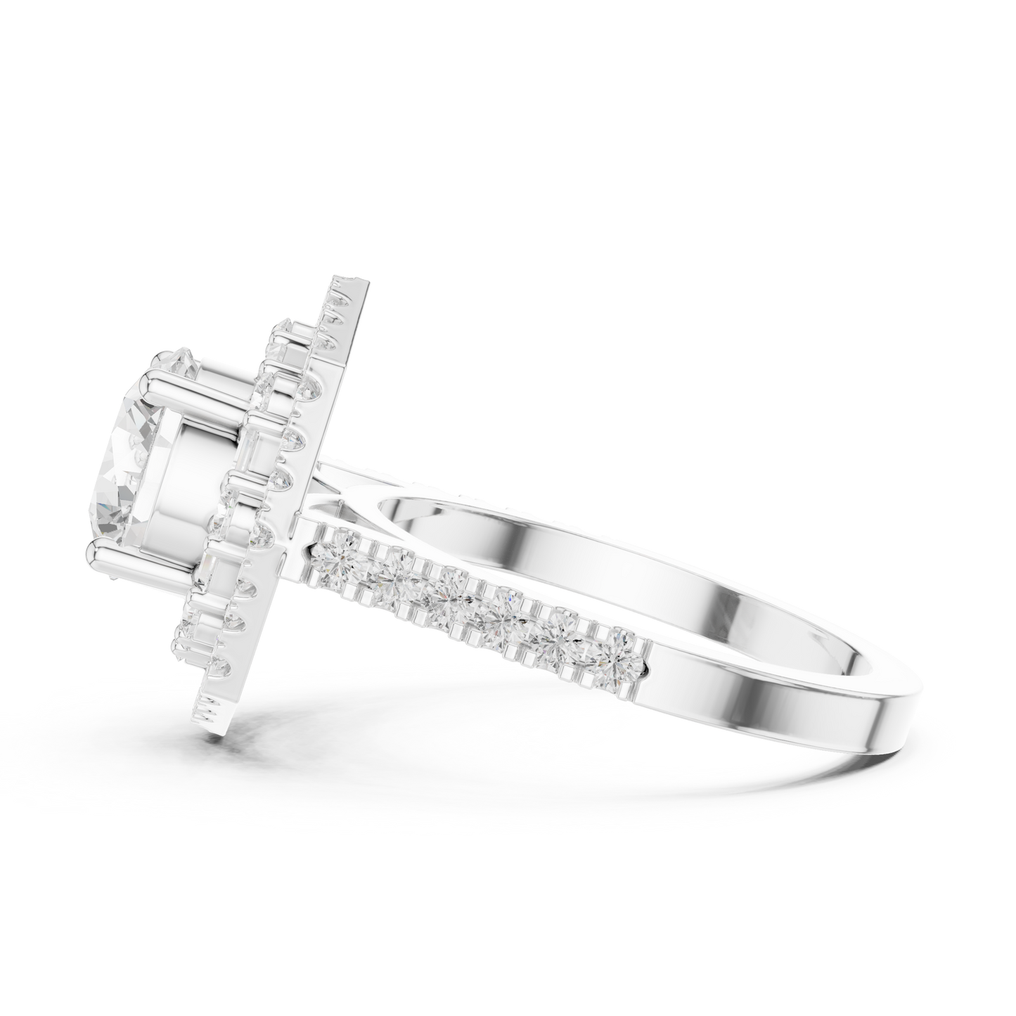 1.5 Carat Lab Grown Diamond Hexagon Double Halo Engagement Bridal Ring