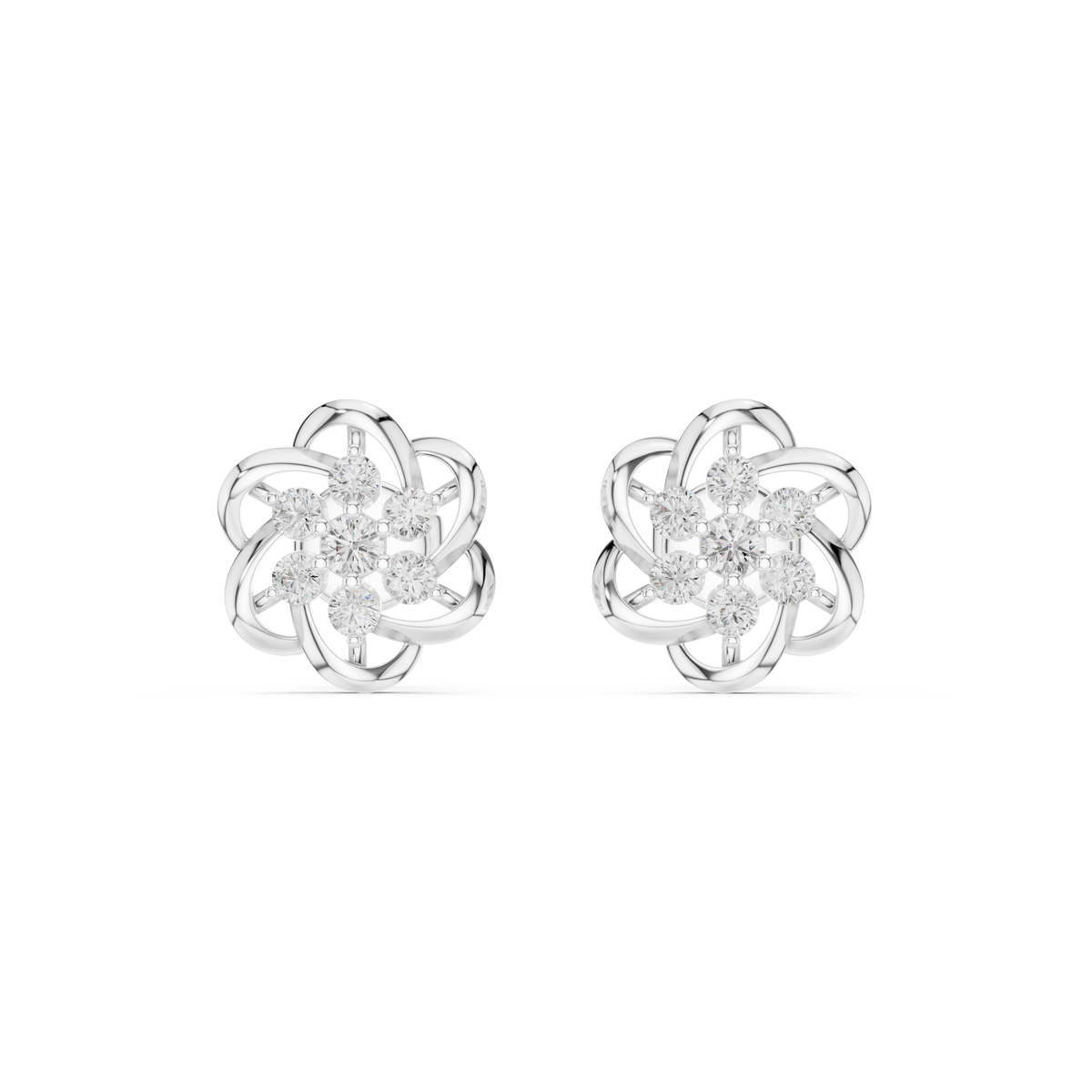 Celestera Floral Lab Diamonds Stud Earrings