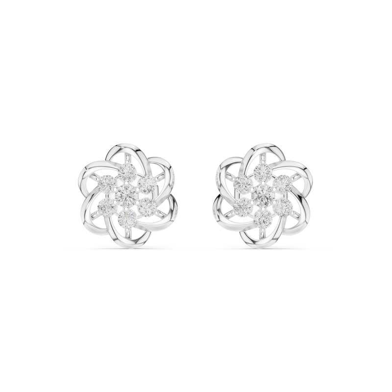 Celestera Floral Lab Diamonds Stud Earrings