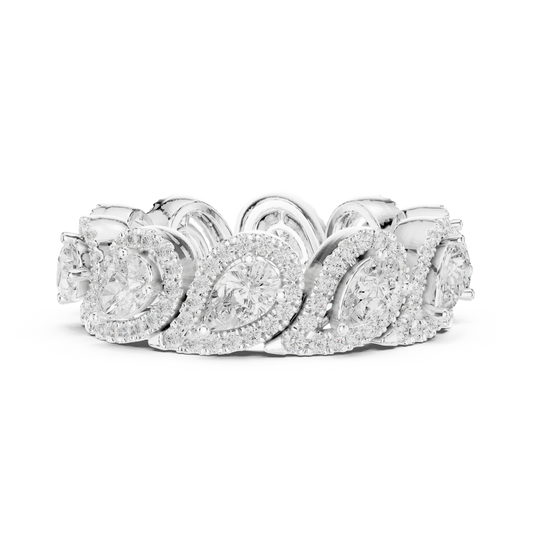 Iconic Pear Lab Diamond Halo Band Ring for Women & Girls