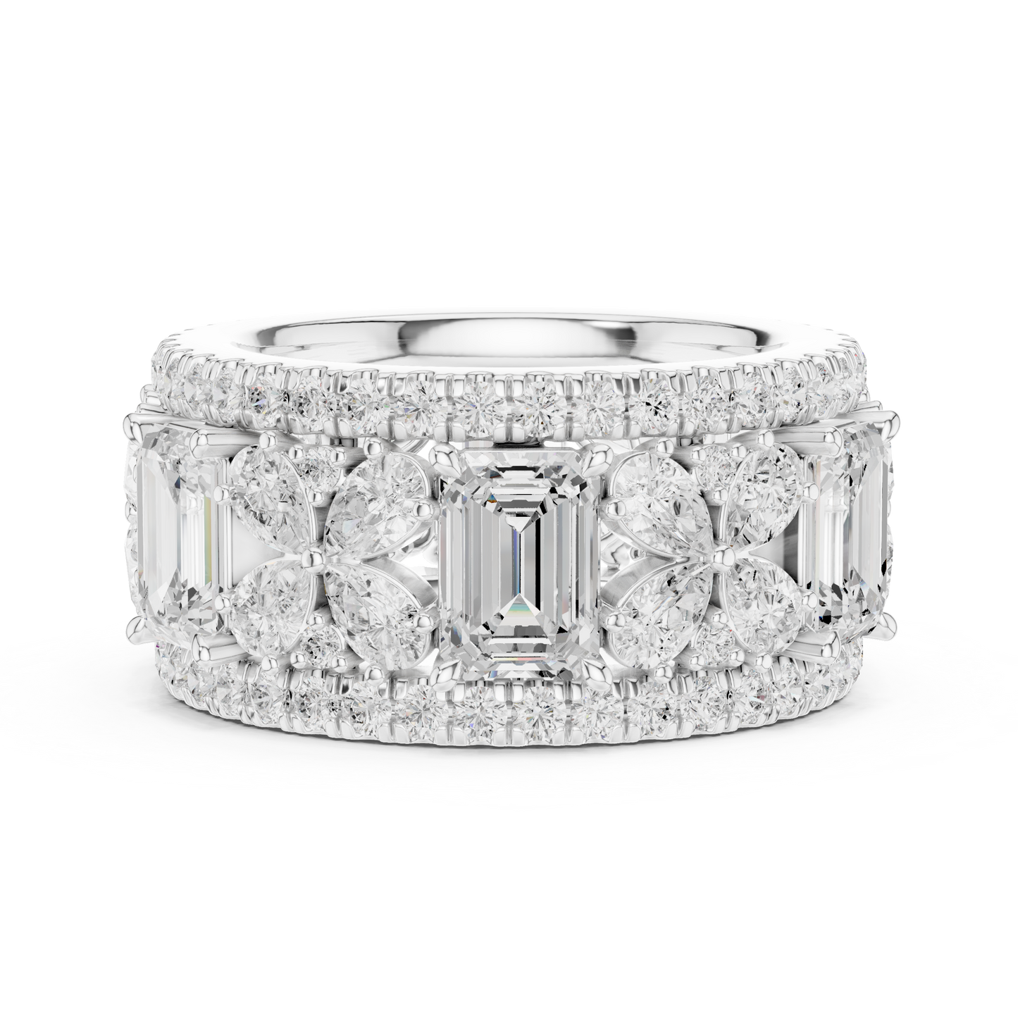 Wide Butterfly Multi-Shape Lab Grown Diamond Eternity Band Ring