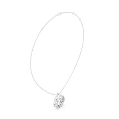 Lunar Awakening – Blooming Lab Diamond Crescent Pendant For Women