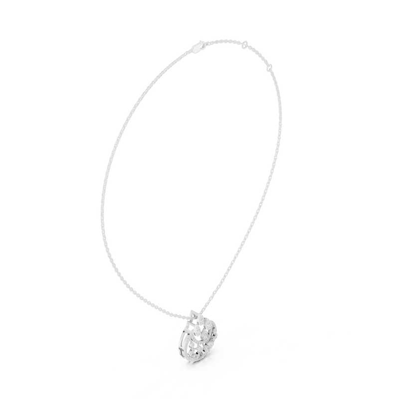 Lunar Awakening – Blooming Lab Diamond Crescent Pendant For Women